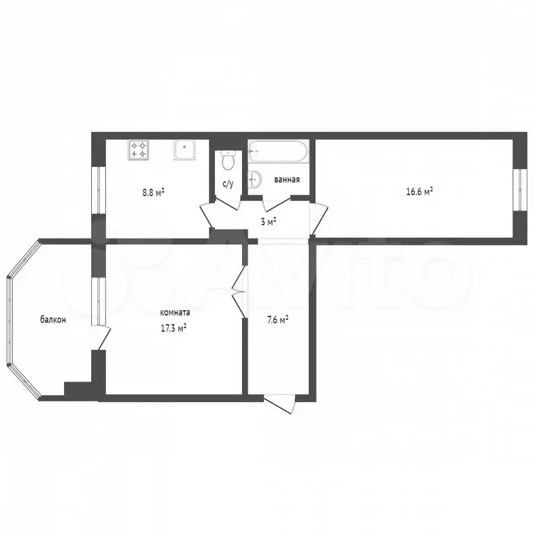 2-к. квартира, 60 м, 14/17 эт. - Фото 0