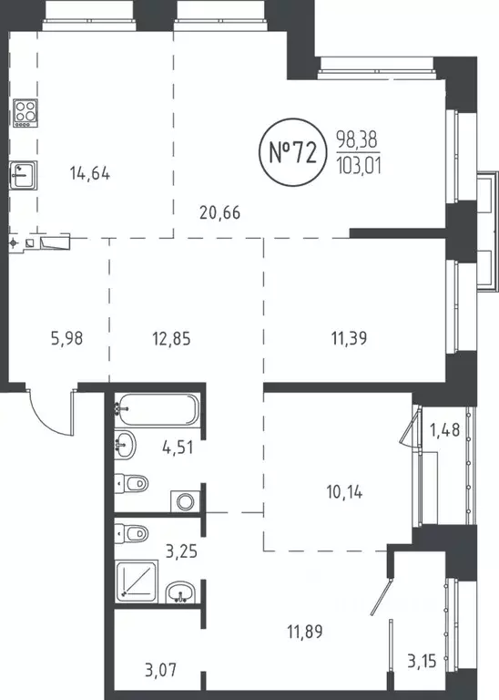 4-к кв. Иркутская область, Иркутск ул. Эдуара Дьяконова, 6 (102.64 м) - Фото 0