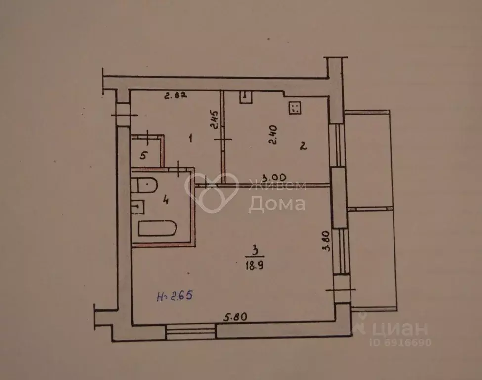 1-к кв. Волгоградская область, Волгоград ул. Николая Отрады, 7 (38.9 ... - Фото 2