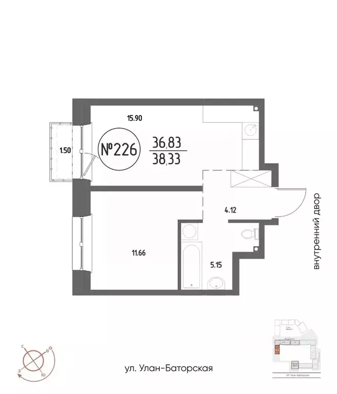 1-к кв. Иркутская область, Иркутск Макс жилой комплекс (38.33 м) - Фото 1