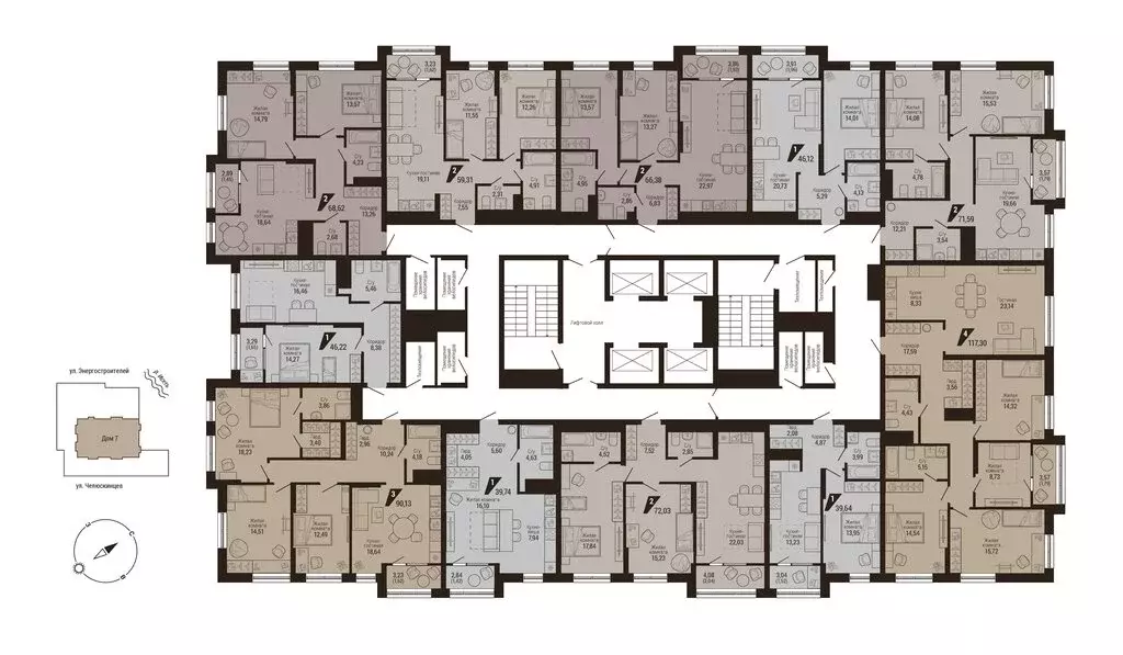 2-комнатная квартира: Екатеринбург, улица Энергостроителей, 7 (71.59 ... - Фото 2