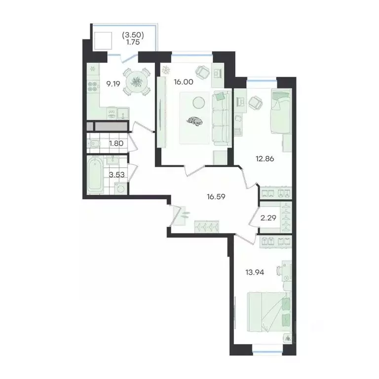 3-к кв. Московская область, Подольск городской округ, пос. Сосновый ... - Фото 1