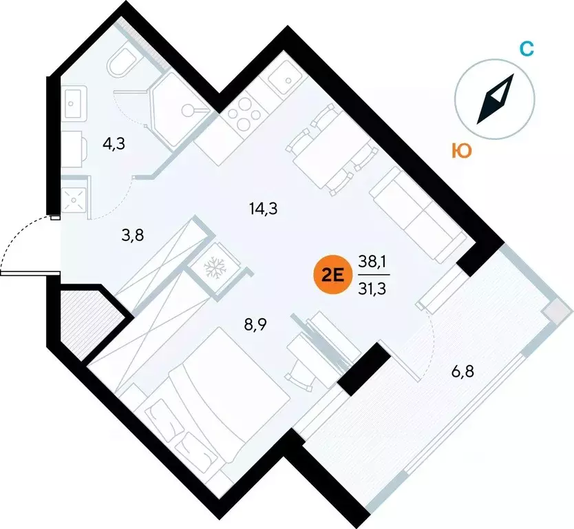 1-к кв. Крым, Евпатория городской округ, Заозерное пгт ул. Аллея ... - Фото 1