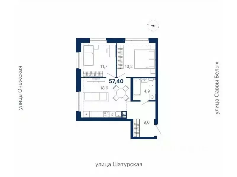 2-к кв. Свердловская область, Екатеринбург ул. Шатурская (57.4 м) - Фото 1