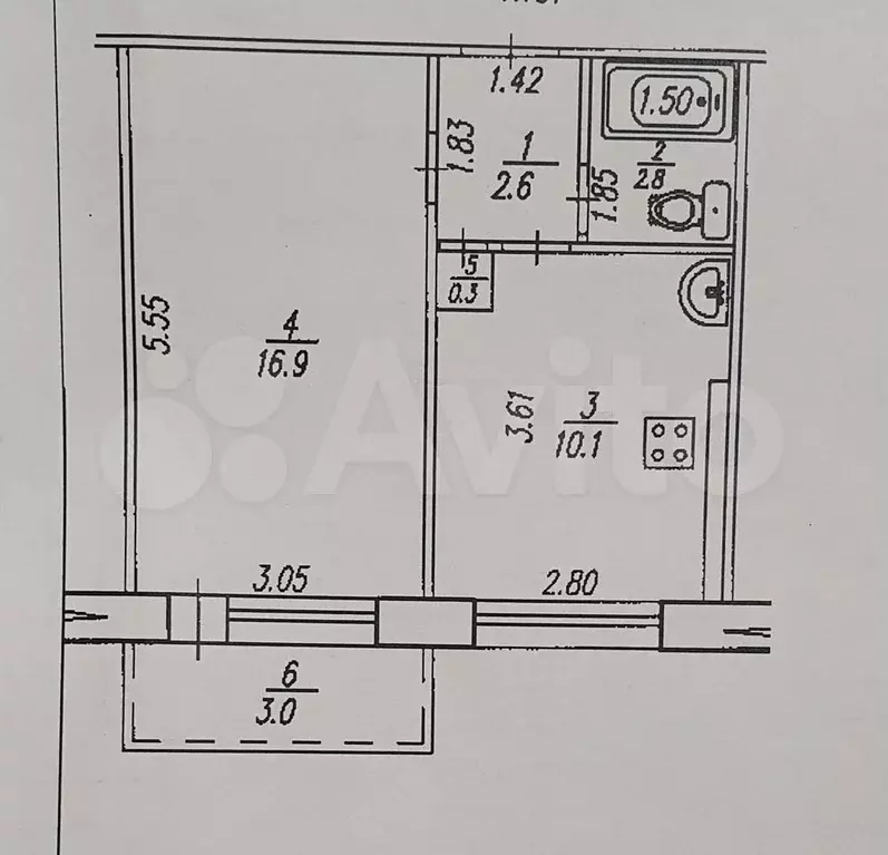 1-к. квартира, 33,6 м, 5/9 эт. - Фото 0