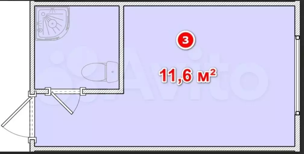 Доля в квартира-студии, 11,6 м, 1/9 эт. - Фото 0