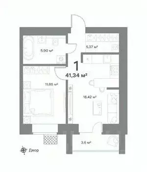 1-к кв. Нижегородская область, Выкса  (41.34 м) - Фото 0