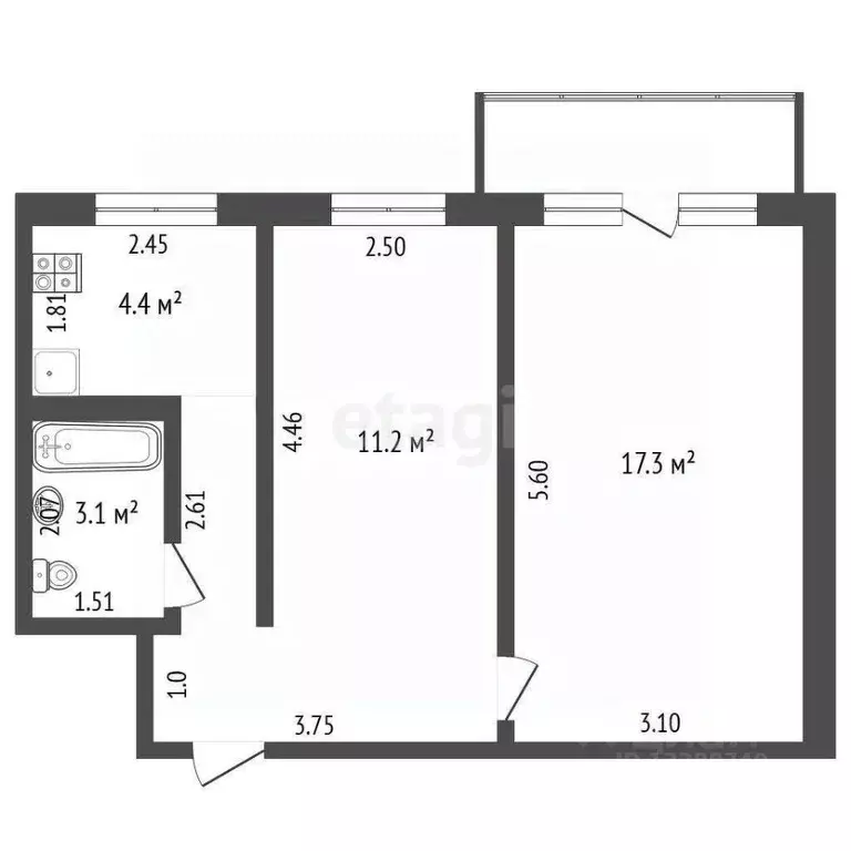 2-к кв. Орловская область, Орел Приборостроительная ул., 38 (42.2 м) - Фото 1