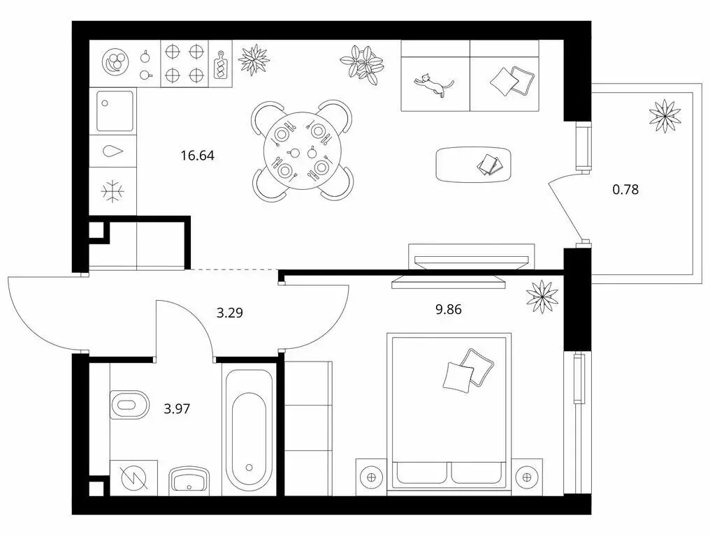 1-комнатная квартира: Казань, ЖК Таулар (34.54 м) - Фото 1