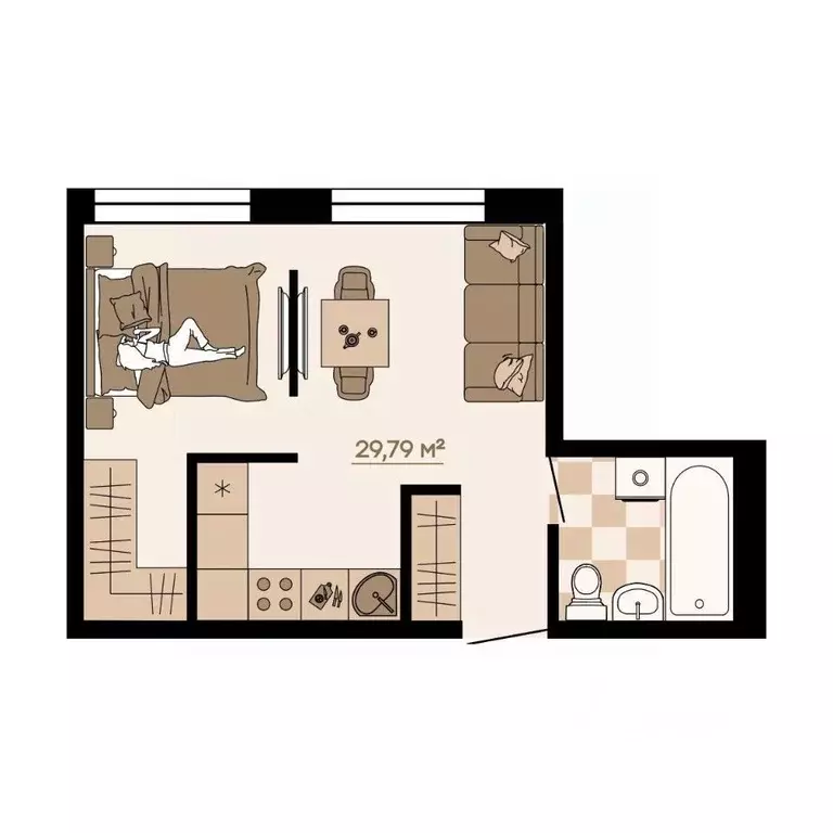 1-к кв. Приморский край, Владивосток ул. Грязелечебница (29.79 м) - Фото 1