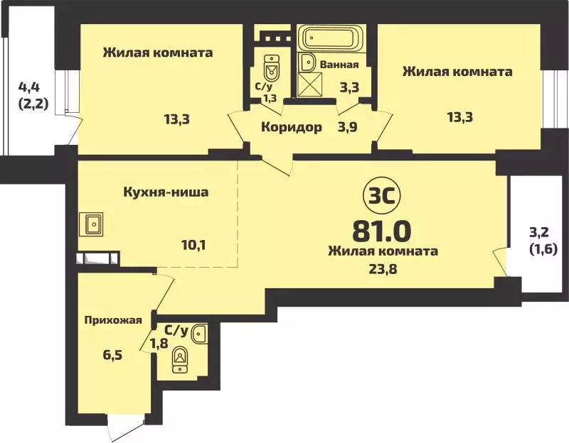 3-к кв. Новосибирская область, Новосибирский район, Станционный ... - Фото 0