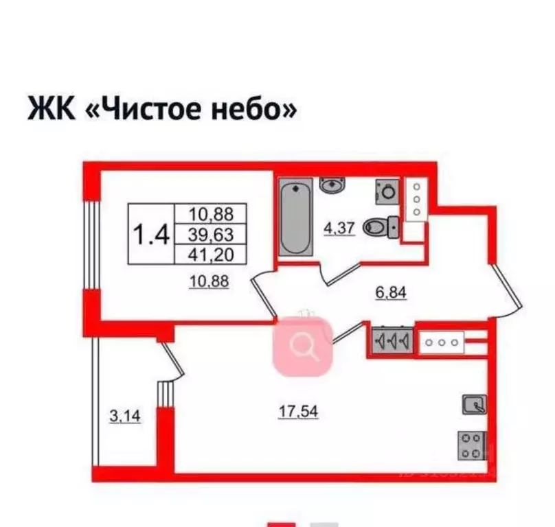 1-к кв. Санкт-Петербург просп. Авиаконструкторов, 69 (39.4 м) - Фото 1