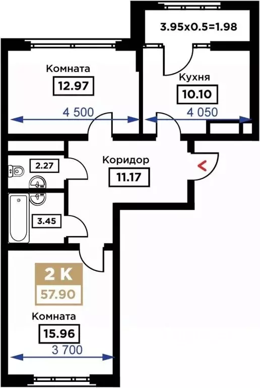 2-к кв. Краснодарский край, Краснодар Школьный мкр, ул. Школьная, 1 ... - Фото 0