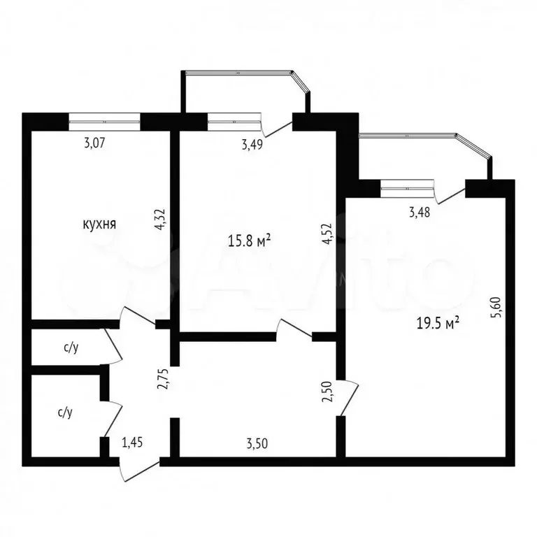 2-к. квартира, 55 м, 5/9 эт. - Фото 0