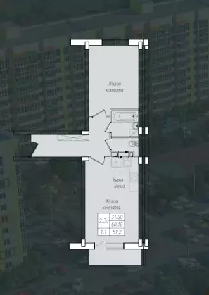 Продаётся 1-к квартира, 51.2 м - Фото 1