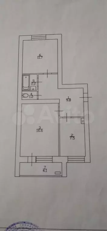 2-к. квартира, 53,1 м, 5/5 эт. - Фото 0