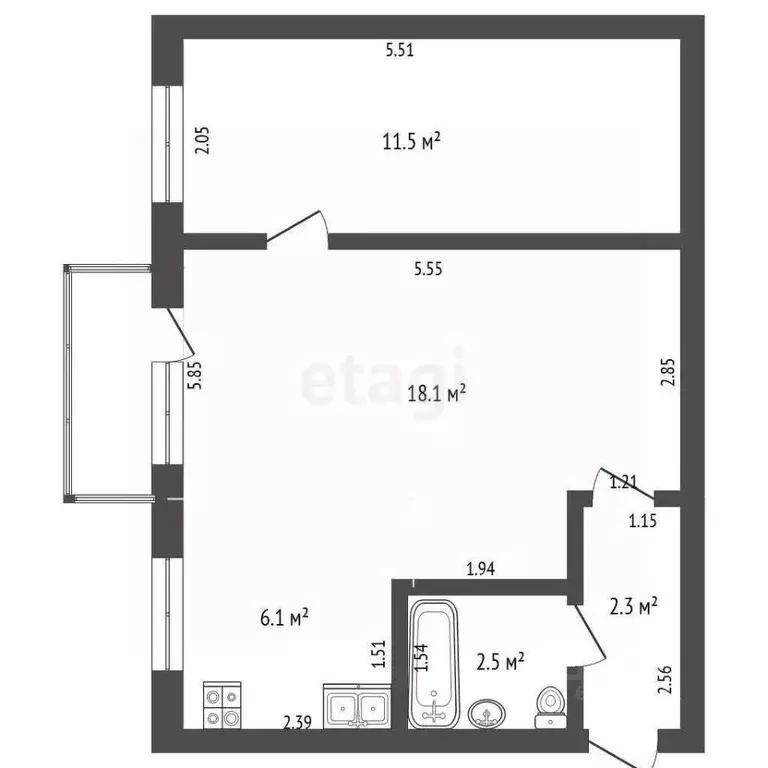 2-к кв. Пермский край, пос. Звездный ул. Школьная, 2 (41.5 м) - Фото 0