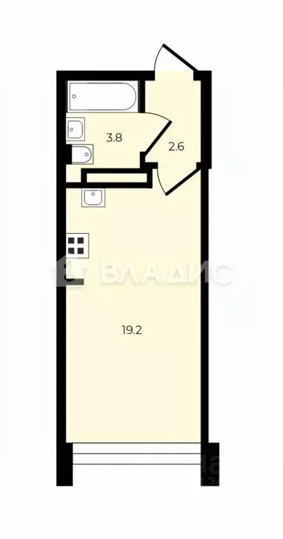 Студия Санкт-Петербург ул. Турку, 1к2 (26.0 м) - Фото 1