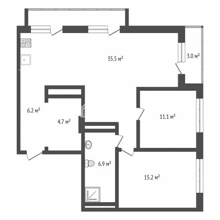 2-комнатная квартира: Тюмень, улица Михаила Сперанского, 41к1 (83 м) - Фото 0