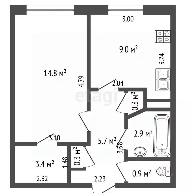1-к кв. Калужская область, Калуга Куровской мкр, ул. Шахтерская, 3В ... - Фото 2