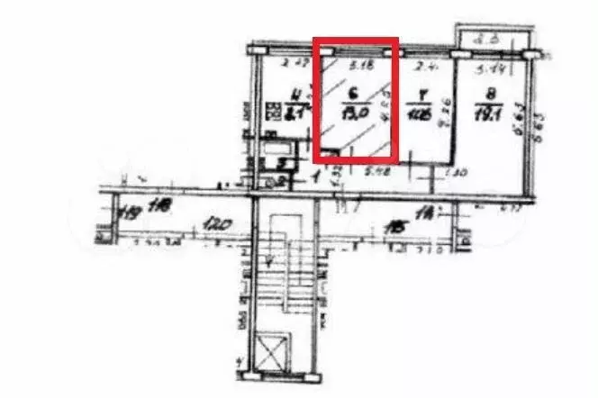 Комната 13м в 3-к., 3/9эт. - Фото 0