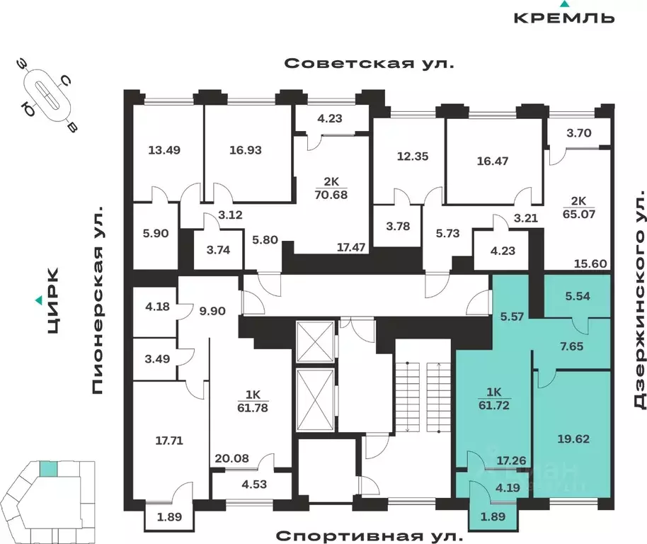1-к кв. Тульская область, Тула ул. Болотникова, 4 (61.72 м) - Фото 2