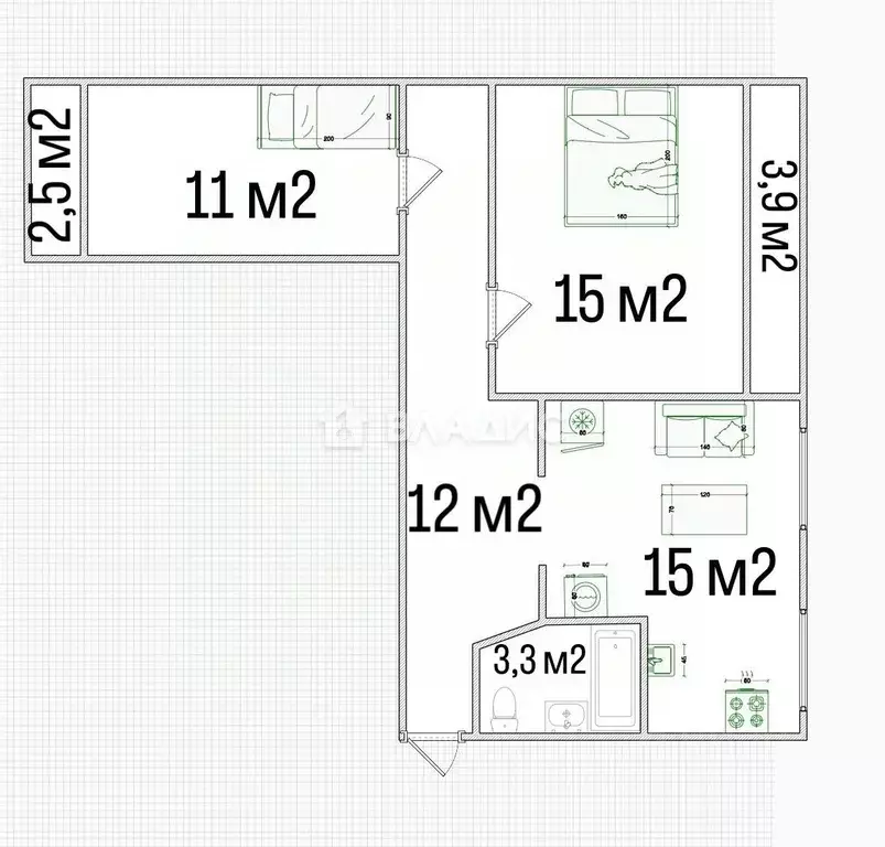 2-к кв. Санкт-Петербург Тимуровская ул., 30К1 (57.3 м) - Фото 1