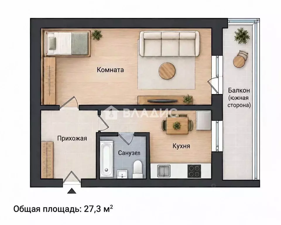 1-к кв. Санкт-Петербург просп. Просвещения, 78 (27.3 м) - Фото 2
