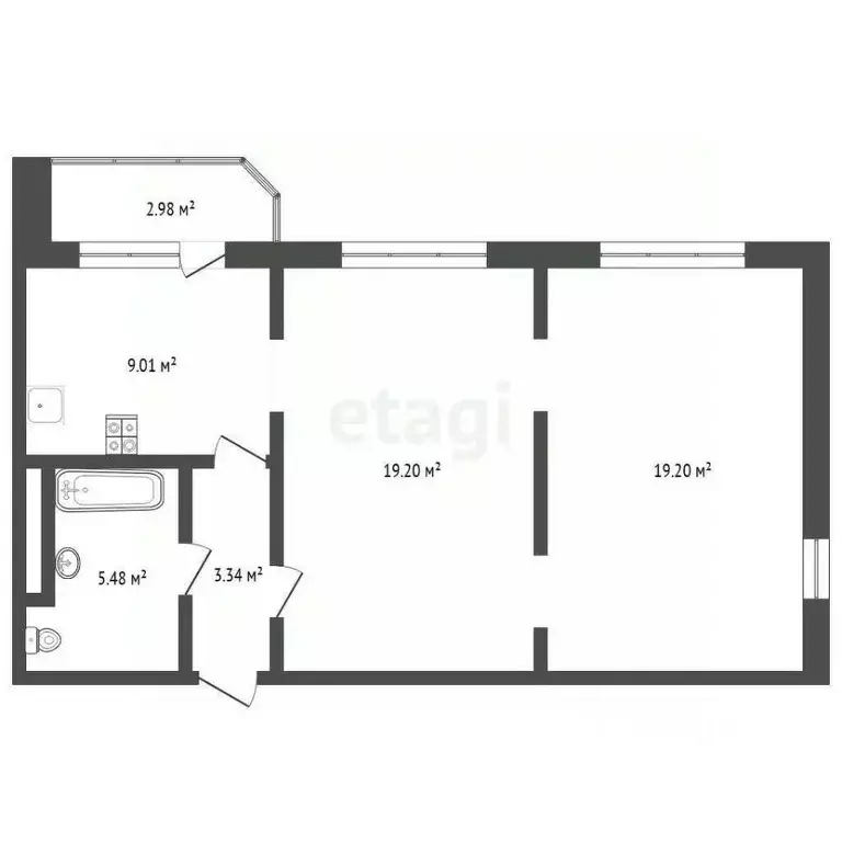 3-к кв. Тюменская область, Тюмень ул. Федюнинского, 58к2 (56.0 м) - Фото 2
