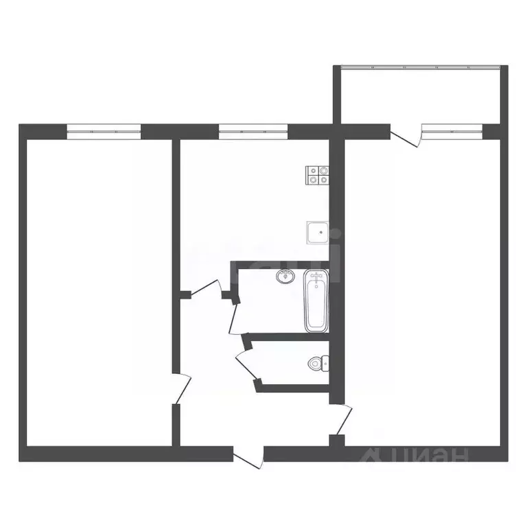 2-к кв. Тульская область, Тула ул. Кутузова, 16А (44.5 м) - Фото 1