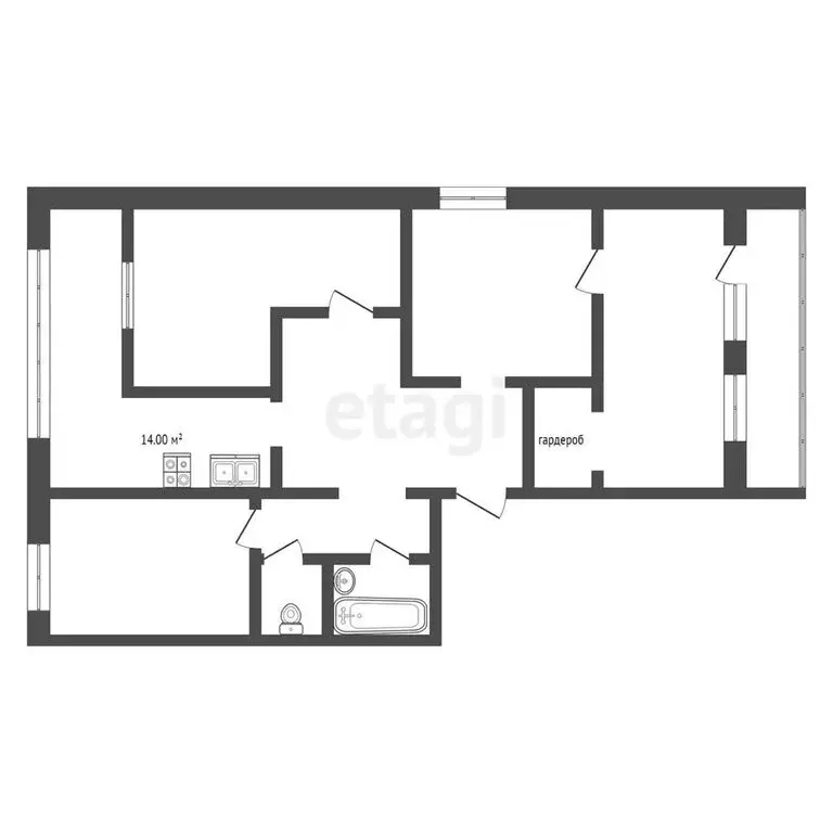 4-комнатная квартира: Тюмень, улица Газовиков, 19 (94 м) - Фото 0