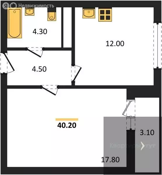 1-комнатная квартира: Воронеж, улица Пескова, 6 (40 м) - Фото 1