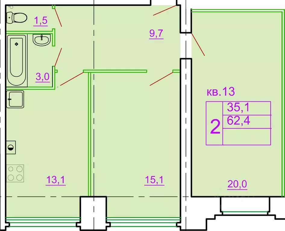 2-к кв. Костромская область, Кострома ул. Ткачей, 5 (62.4 м) - Фото 1