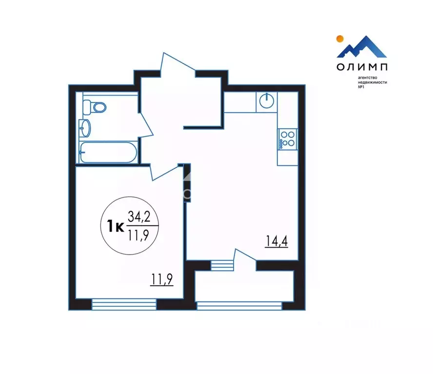1-к кв. Ярославская область, Ярославль просп. Фрунзе, 54Б (34.2 м) - Фото 1