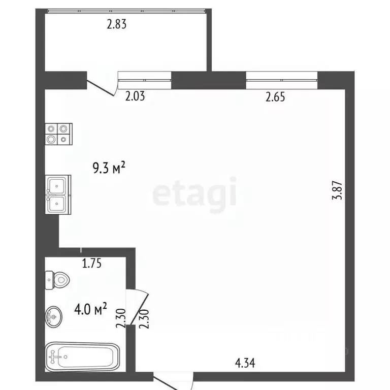 Студия Ульяновская область, Ульяновск ул. Ульяны Громовой, 8Б (29.5 м) - Фото 1