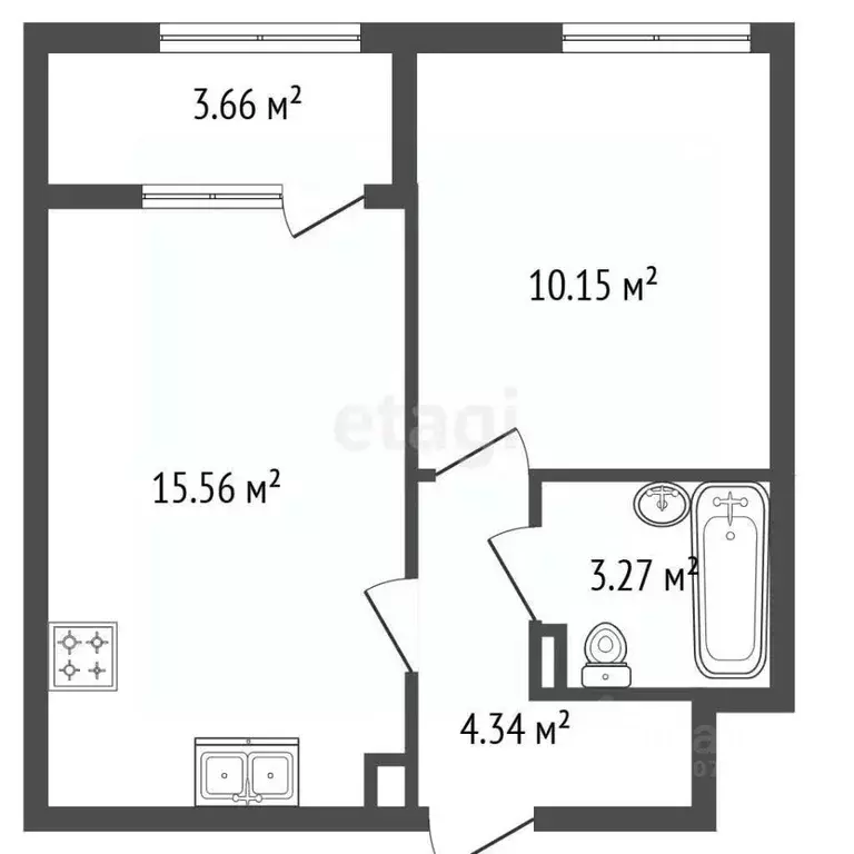 1-к кв. Санкт-Петербург аллея Арцеуловская, 17 (33.0 м) - Фото 2