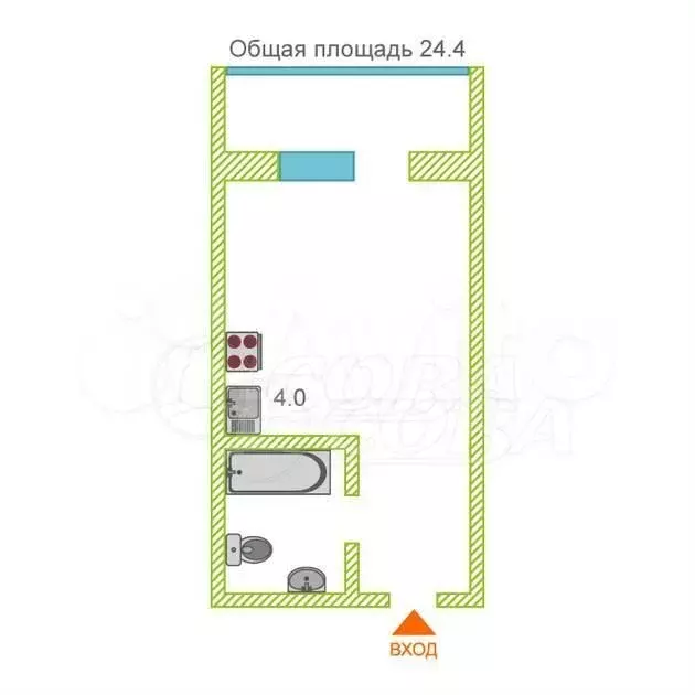 Квартира-студия, 24,4 м, 15/17 эт. - Фото 0