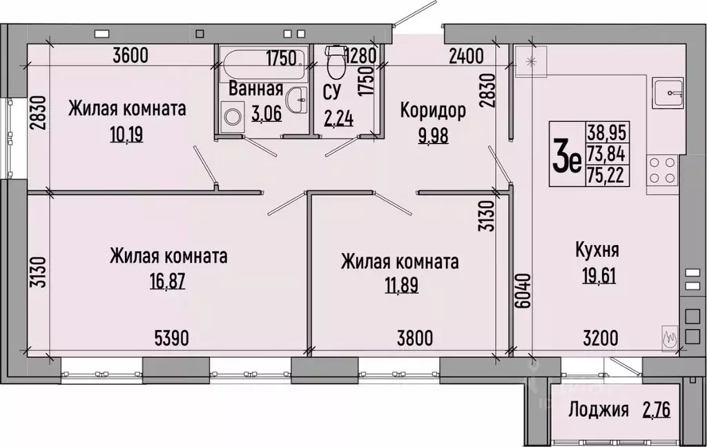 3-к кв. Волгоградская область, Волгоград Долина-2 жилрайон,  (75.22 м) - Фото 0