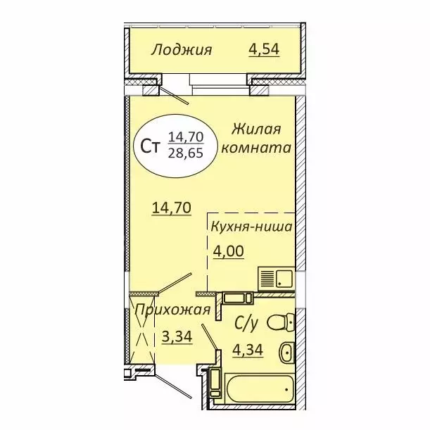 1-комнатная квартира: новосибирск, коммунстроевская улица, 146 (28.65 . - Фото 0