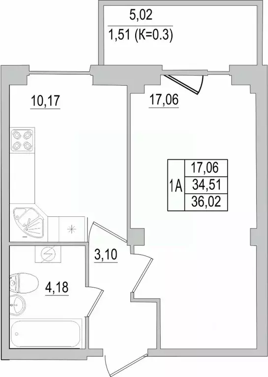 1-к кв. Псковская область, Псков ул. Юности, 32 (36.32 м) - Фото 0