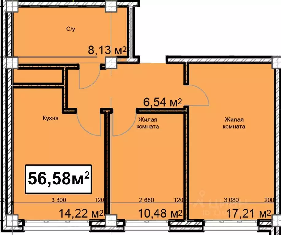 2-к кв. Ставропольский край, Ессентуки ул. Благодатная, 22к3 (56.58 м) - Фото 1
