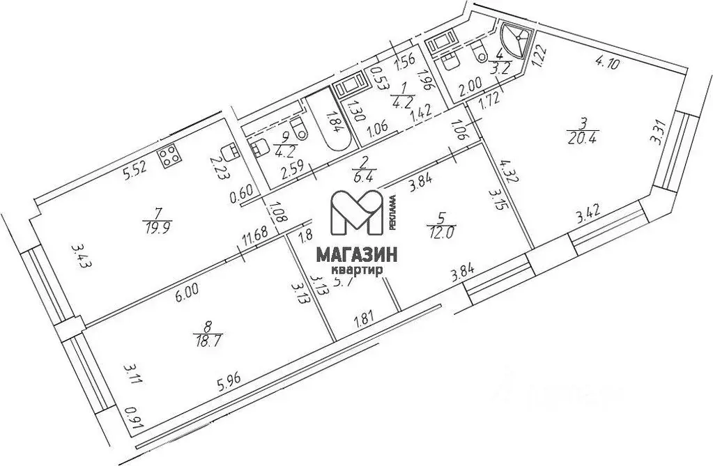 Квартира, 3 комнаты, 94.7 м - Фото 0