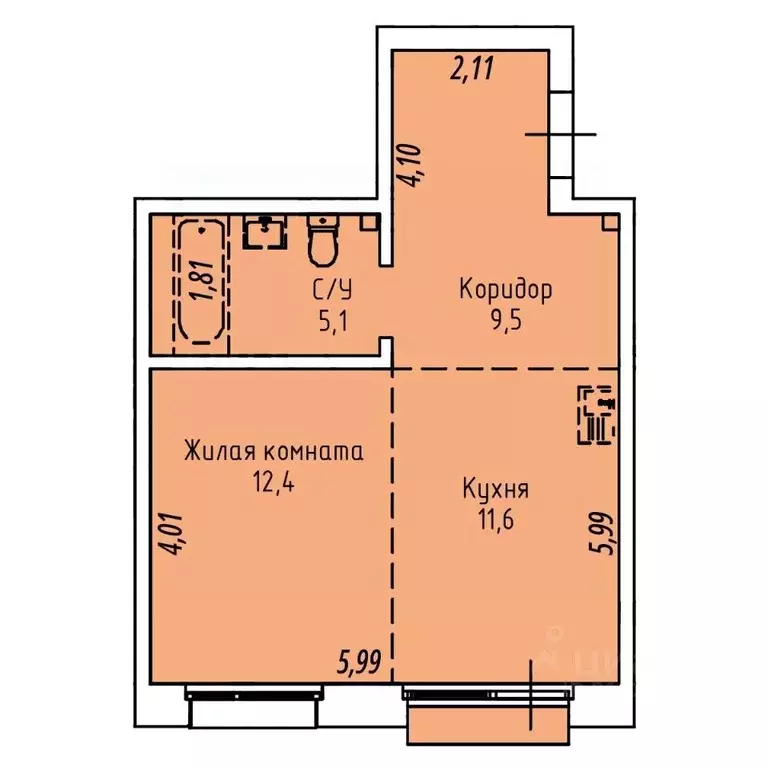 1-к кв. Иркутская область, Иркутск Култукская ул., 16 (39.6 м) - Фото 0