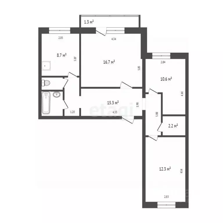 3-к кв. Красноярский край, Красноярск 9 Мая ул., 40А (68.0 м) - Фото 2