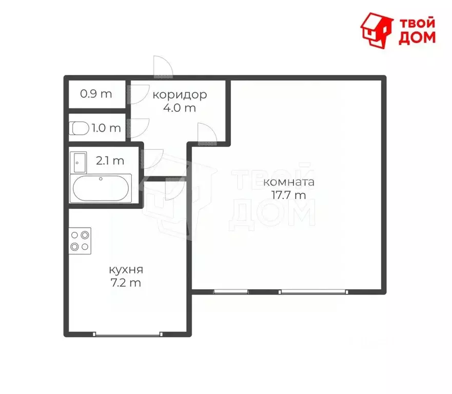 1-к кв. Санкт-Петербург просп. Косыгина, 28К5 (32.9 м) - Фото 2