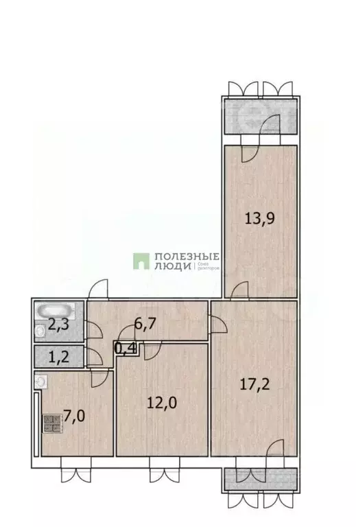 3-к кв. Башкортостан, Уфа Кольцевая ул., 201/4 (60.0 м) - Фото 1