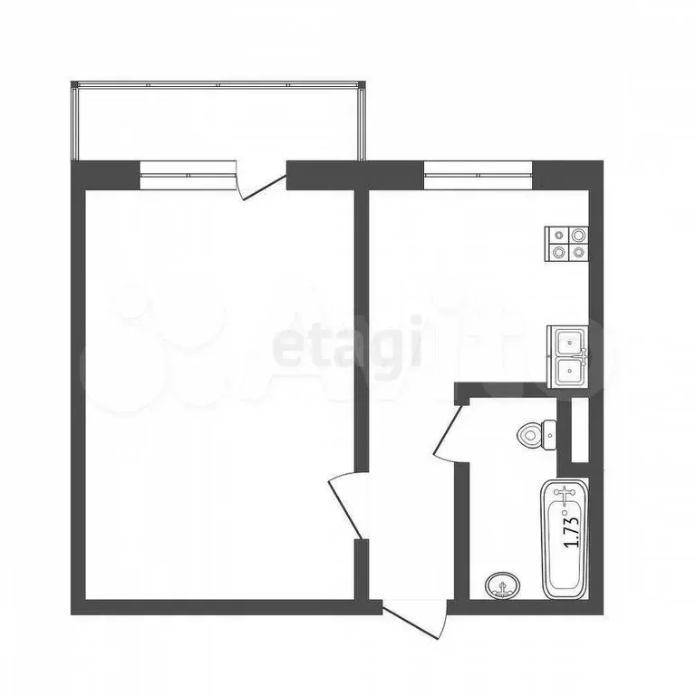 1-к. квартира, 34,1 м, 10/10 эт. - Фото 0