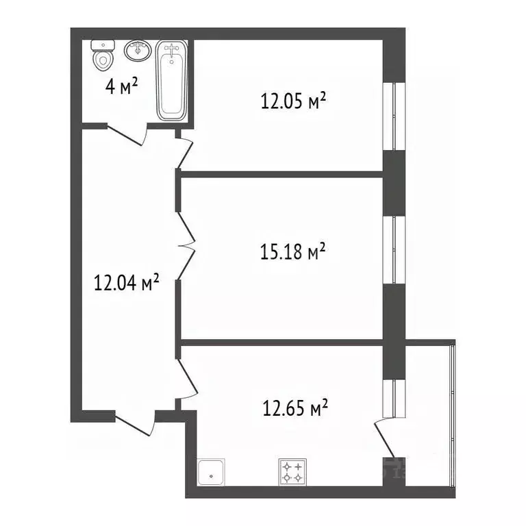 2-к кв. Иркутская область, Иркутск ул. Ржанова, 45/5 (55.9 м) - Фото 2