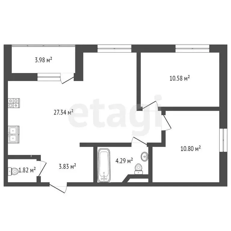 2-комнатная квартира: Патрушева, улица Александра Пушкина, 14 (59 м) - Фото 0