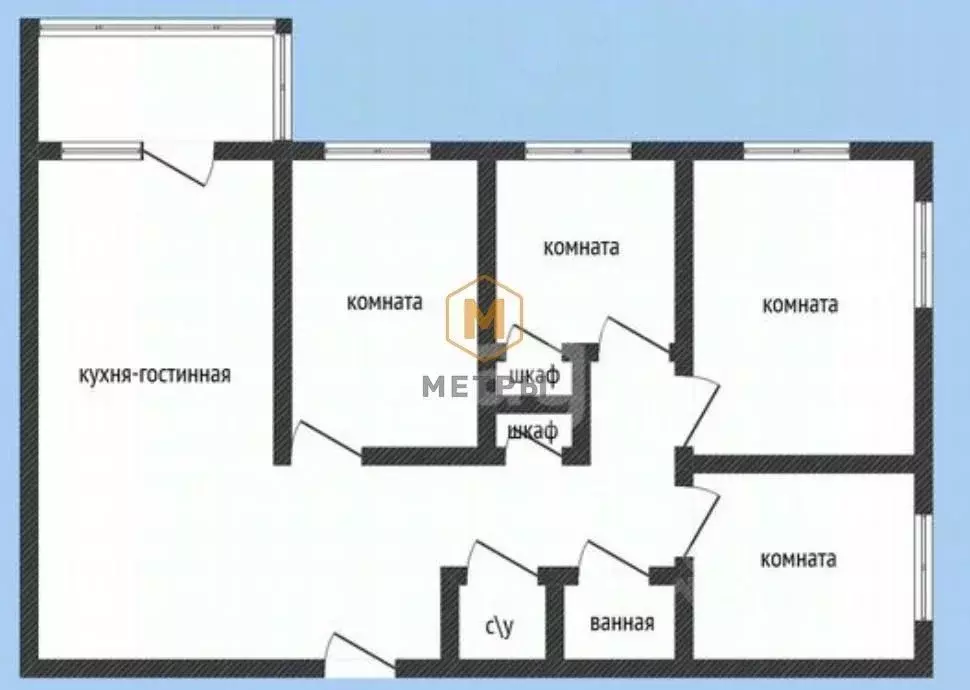 4-к кв. Белгородская область, Белгород Первомайская ул., 11 (69.5 м) - Фото 2
